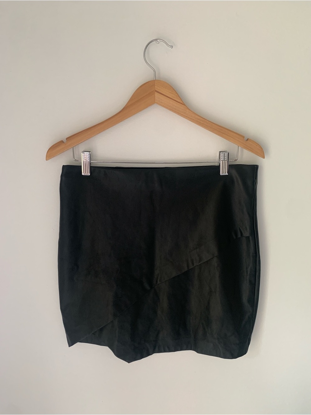 Dynamite Faux Leather Asymmetric Mini Skirt - Black